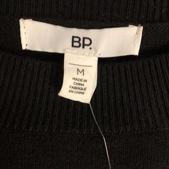 BP Black Sweater Long Sleeve Size Medium Crew Neck Lightweight Crop Length - Picture 7 of 11